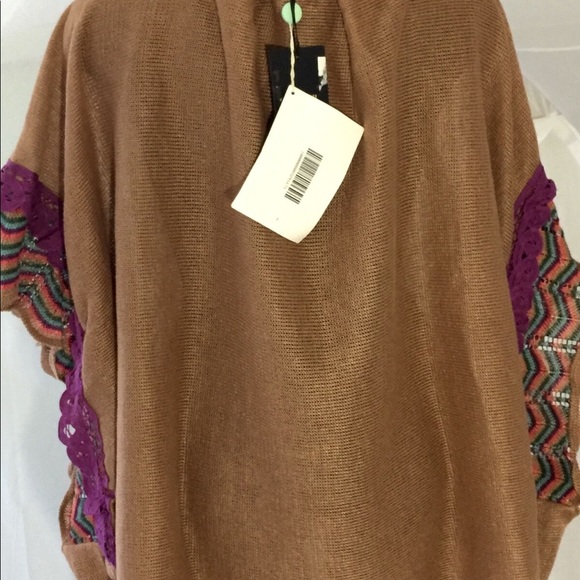 JO NO FUI Brown Poncho Knit Sweater YOOX sz 6 - Picture 8 of 13